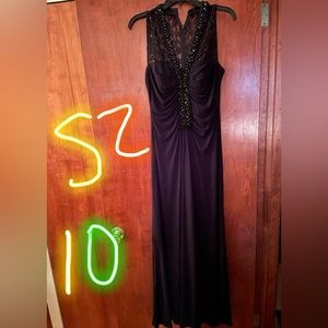 Sleeveless lace back Evening Floor Length Dress